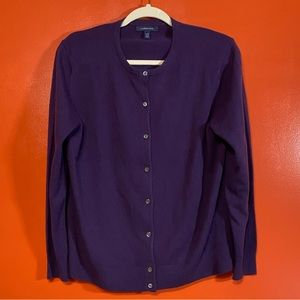 Purple Cashmere Cardigan Lands End Sz LP